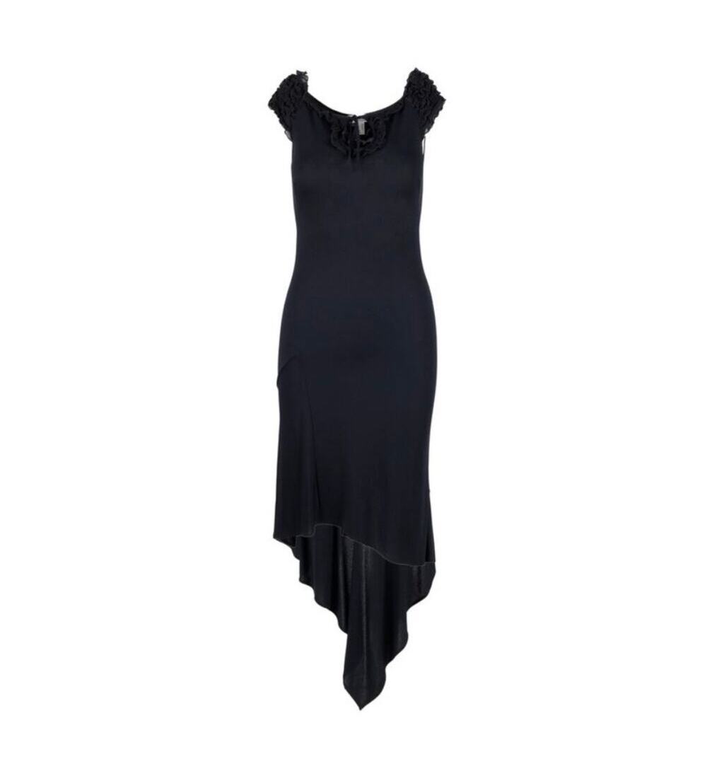 Moschino Cheap & Chic Vintage Y2K Black High Low Dress Ruffles Size 40 IT